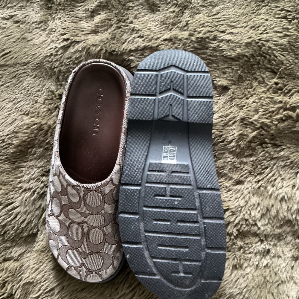 Coach Brown Patterned Mules - Picture 3 of 6